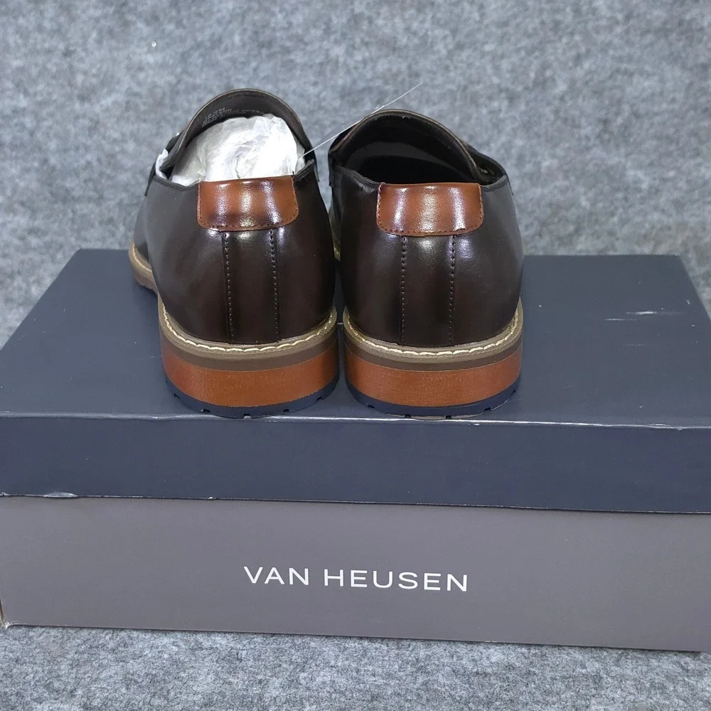 Van Heusen Grayson Mens Brown Bit Loafers Memory Foam Dress Shoe Size 9.5M